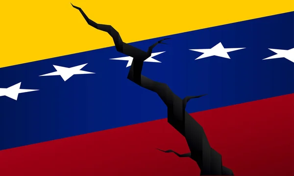 Bandera agrietada de Venezuela, plantilla de vector — Vector de stock