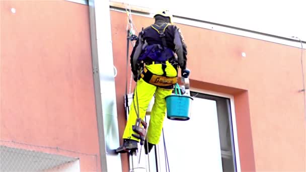 Professionell Industriell Climber Rost Fritt Stål Natural Gas Skorsten — Stockvideo