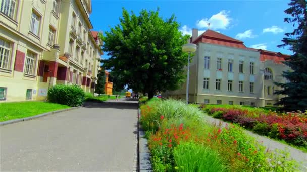 Historic Building Primary School Europe Prostejov — стокове відео