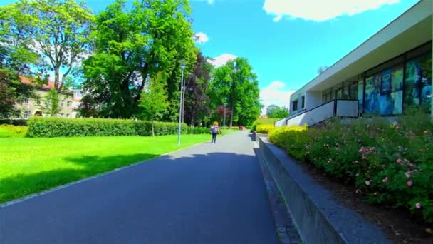 Open City Park Été Arbres Plantes Europe Prostejov — Video