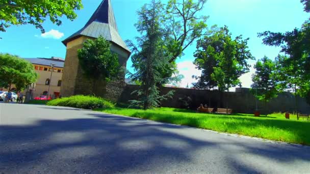 Alte Steinbastion Der Stadt Und Festungsmauer Europa Prostejov — Stockvideo