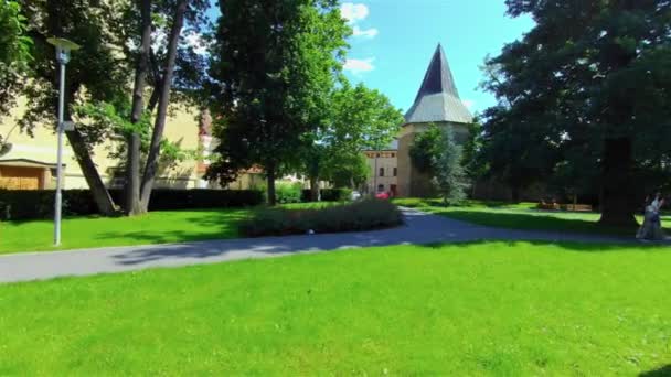 Old Stone Bastion City Fortress Wall Europe Prostějov — Stock video