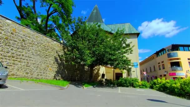 Alte Steinbastion Der Stadt Und Festungsmauer Europa Prostejov — Stockvideo