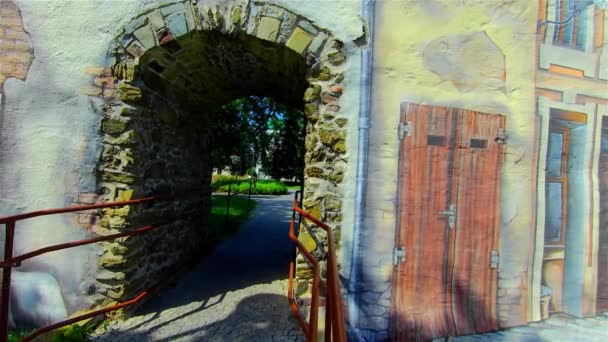 Portão Histórico Cidade Portão Pedra Medieval — Vídeo de Stock