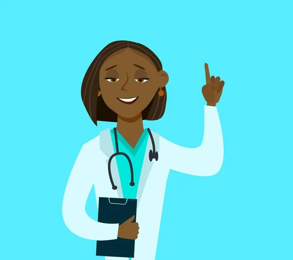 Dokter karakter, Afrikaans Amerikaans meisje in het kostuum van — Stockvector