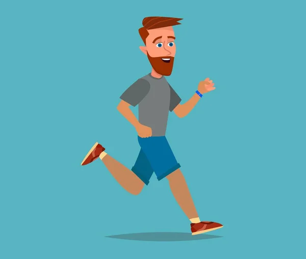 One Caucasian Man Runner Jogger Running Jogging Vector Illustration Cartoon — ストックベクタ