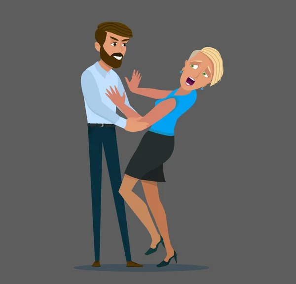 Harcèlement sexuel au travail, femme de bureau et son patron lubrique — Image vectorielle
