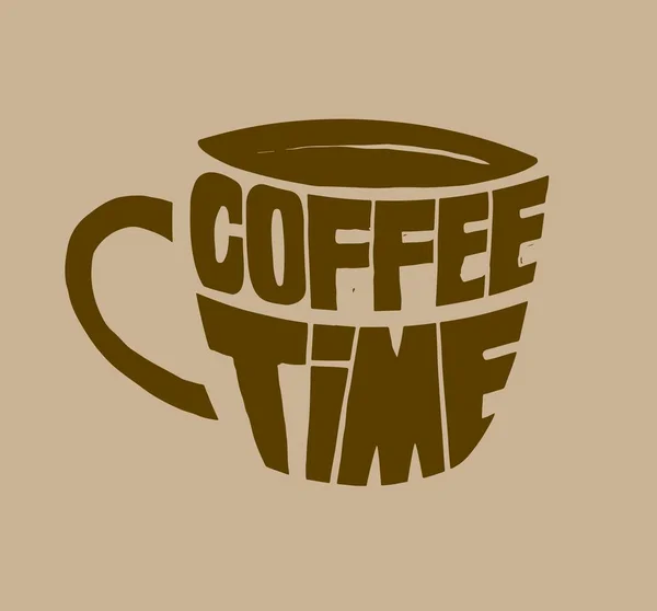 Ilustración vectorial con letras dibujadas a mano. Hora del café. Estilo caligráfico Motivación de promoción de cafetería. Diseño gráfico estilo de vida letras . — Vector de stock