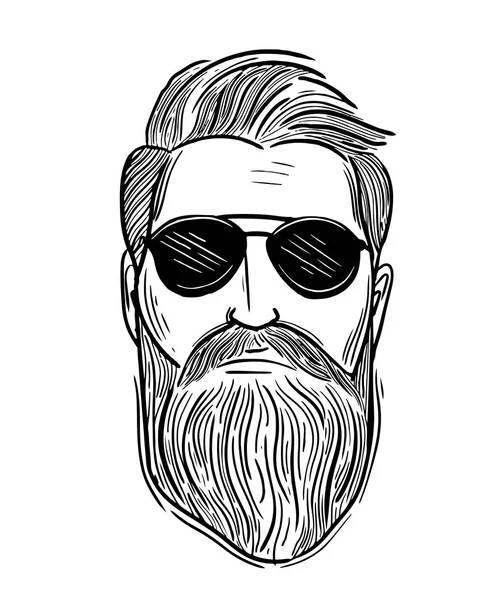 Coiffure et barbe dans un style réaliste. Cheveux et barbe de Hipster . — Image vectorielle