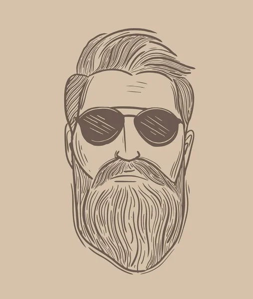 Peinado y barba en un estilo realista. Hipster pelo y barba . — Archivo Imágenes Vectoriales