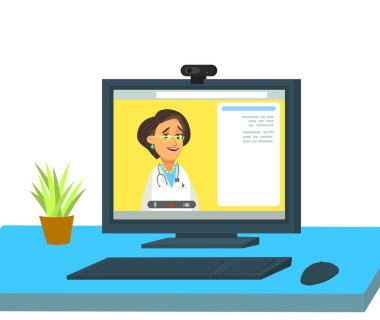 Doctor online concept with character. Can use for web banner, infographics, hero images.Vector illustration in a flat style.