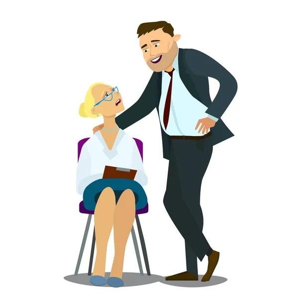 Sexual harassment at work. Vector illustration in cartoon style,