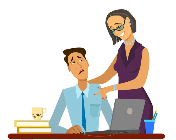 Sexual harassment at work. Vector illustration in cartoon style,