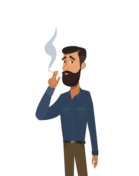 Man Het Roken Van Een Sigaret Afhankelijkheid Van Tabak Het — Stockvector