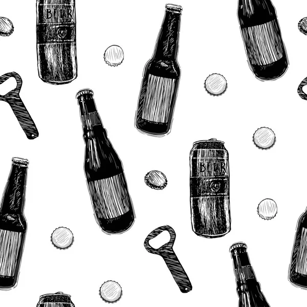 Patrón Sin Costuras Cerveza Repetir Dibujo Mano Vasos Colores Cerveza — Vector de stock