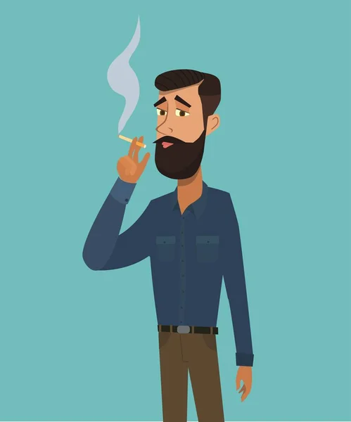 Hombre Está Fumando Cigarrillo Dependencia Del Tabaco Concepto Estilo Vida — Vector de stock