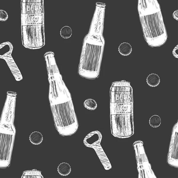 Patrón Sin Costuras Cerveza Repetir Dibujo Mano Vasos Colores Cerveza — Archivo Imágenes Vectoriales