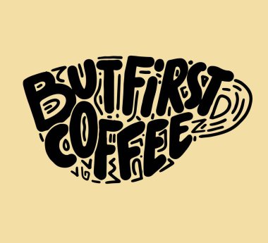 Onun kahve oclock. Dekoratif harf. El yazı çekilmiş. Alıntı. Vektör çizim elle boyanmış. Dekoratif yazıt. Sabah kahve. Kahve molası. Vintage illüstrasyon.