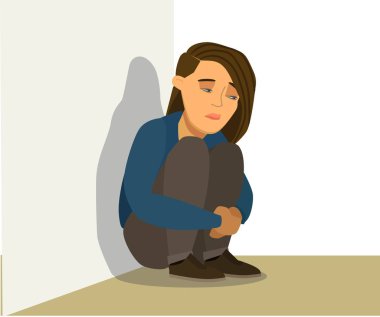 Concept of bullied school boy. Vector illustration in cartoon style.