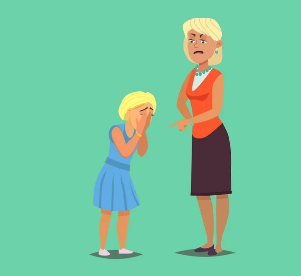 Mother Reprimanding Disobedient Child Vector Illustration Cartoon Style — 스톡 벡터