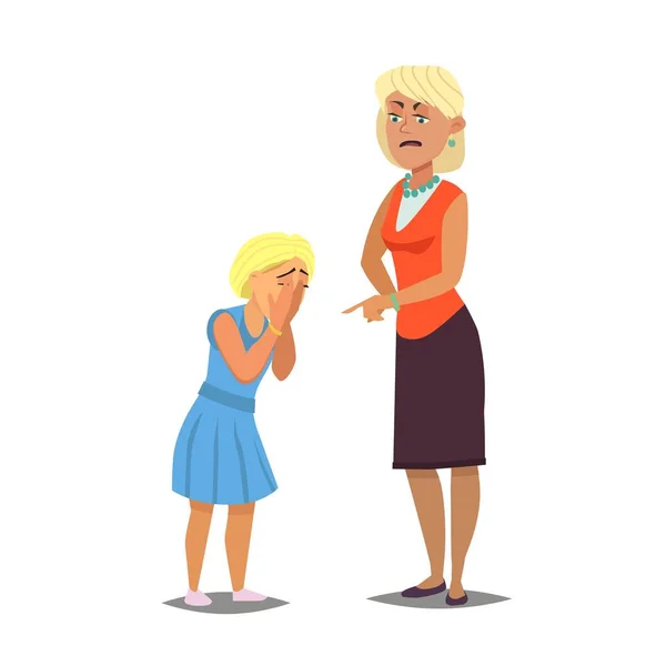 Mother Reprimanding Disobedient Child Vector Illustration Cartoon Style 免版税图库插图