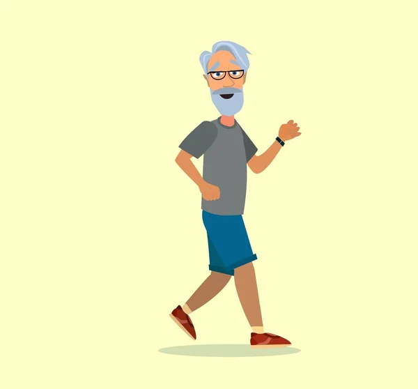 Senior orang di scamper. Wanita tua berlari dengan gelang tangan untuk jogging. Kegiatan olahraga orang dewasa. Ilustrasi Vektor - Stok Vektor