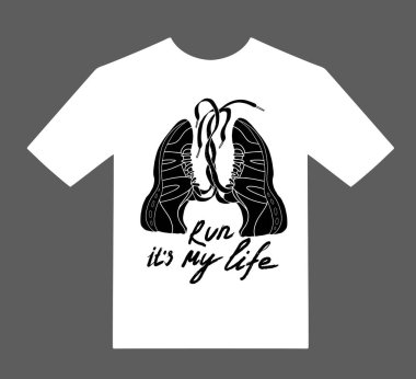 Running quote. Hand drawn vintage illustration with hand lettering.