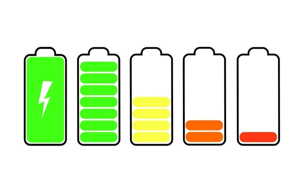 Iconos del indicador de carga de batería. logo ilustración aislada sobre fondo blanco hermoso color negro . — Archivo Imágenes Vectoriales