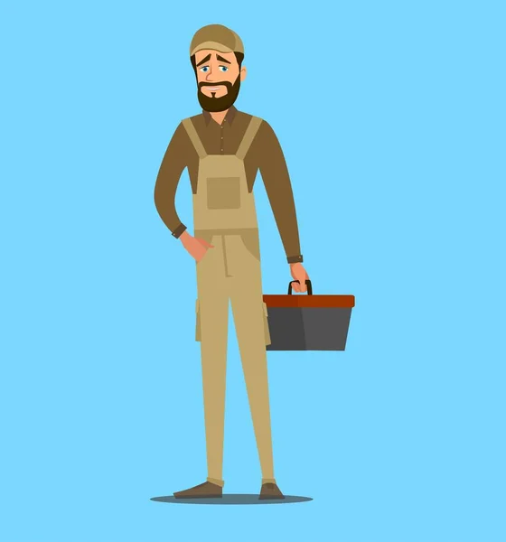 Repairman with the tools is running. Technical service. Vector illustration in — Stok Vektör