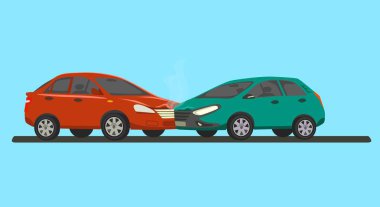 Car accident . Two cars involved in a car wreck. Vector illustration .