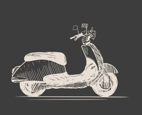 Scooter. Transport rétroactif. Scooter Retro Vector illustration dessinée à la main — Image vectorielle