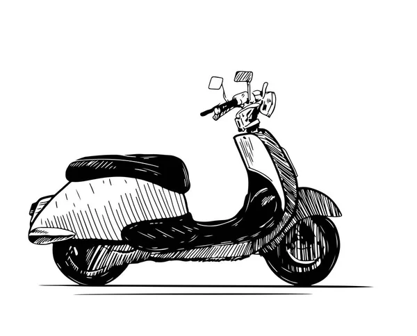 Scooter. Retro transport. Scooter Retro Vector hand drawn illustratio 스톡 벡터