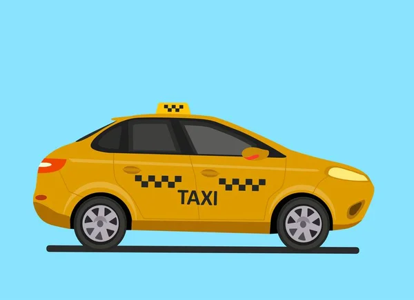 Taxibil. Vektor platt illustration isolerad på vit bakgrund. Handritat designelement för etikett och affisch — Stock vektor