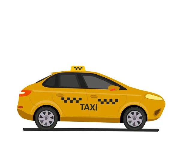 Taxi car. Illustrazione piatta vettoriale isolata su sfondo bianco. Elemento di design disegnato a mano per etichetta e poster — Vettoriale Stock