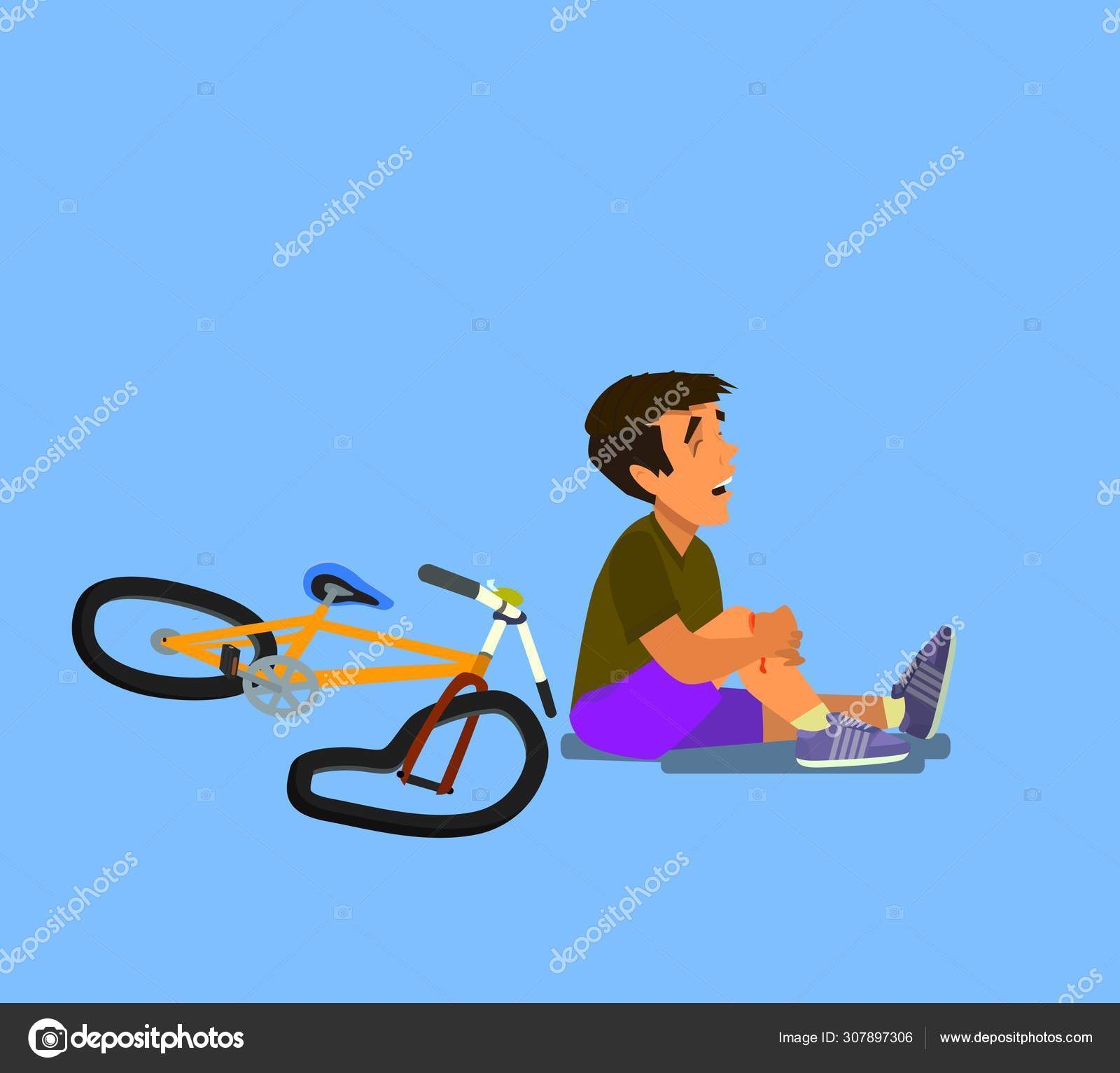Illustration of a Boy Who Bruised His Knees After He Got into an Accident  Stock Vector Image by ©lastrooo #307897306