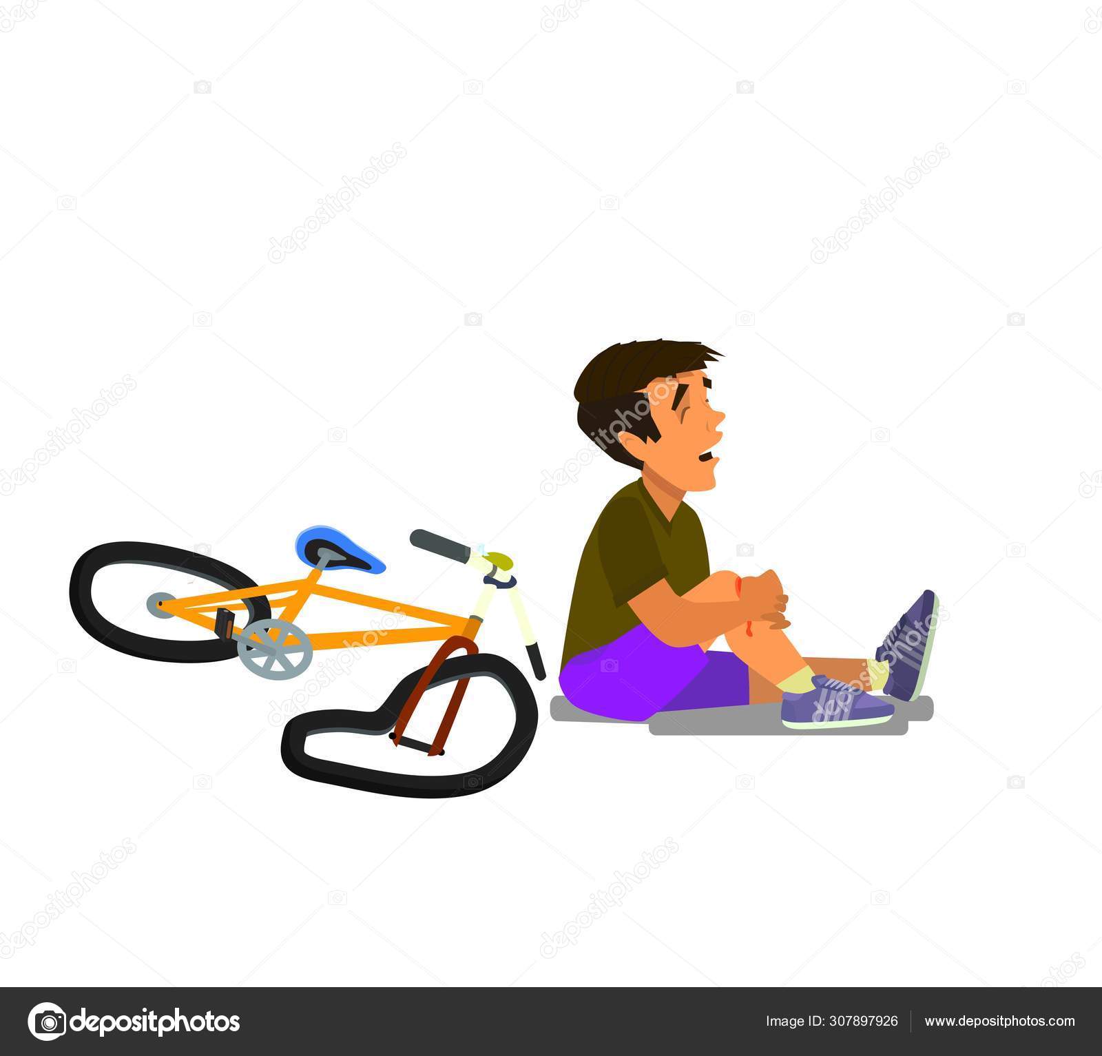 Illustration of a Boy Who Bruised His Knees After He Got into an Accident  Stock Vector Image by ©lastrooo #307897926