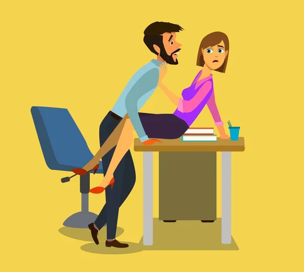 Sexual harassment at work, office woman and her lustful boss, — Stock Vector