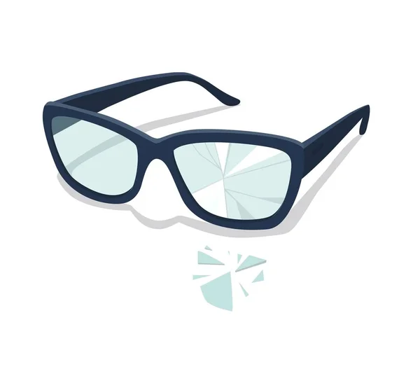 Zerbrochene Gläser. Vektorillustration. alte Brille. — Stockvektor