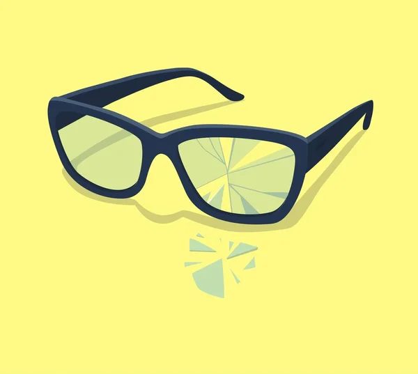 Törött üvegek. Vektoros illusztráció. Régi break szemüveg. — Stock Vector