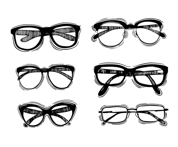 Metal framed geek glasses vintage style Vector hand-drawn illustration. — Stock Vector