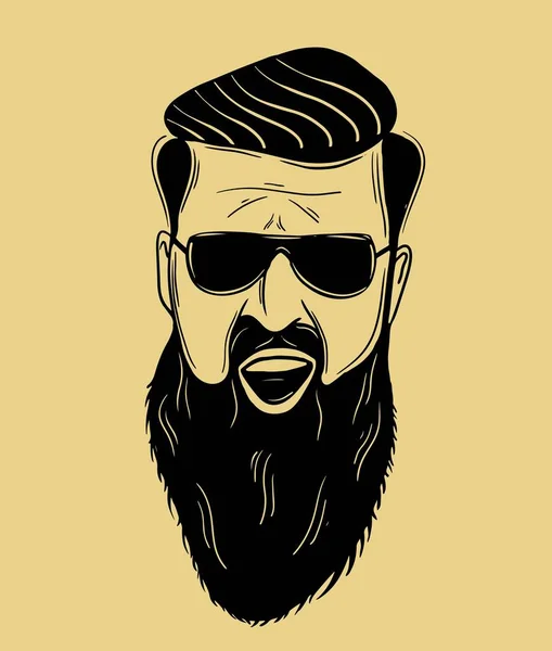 Bearded skull illustration, vektor handritad illustration. — Stock vektor