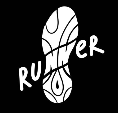 Splash runner silhouette, ink running man. Grungy vector silhouette