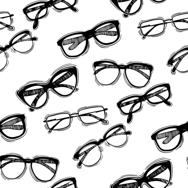 Seamless pattern with glasses in vintage style. Vector seamless pattern with hand drawn vintage glasses. — 스톡 벡터