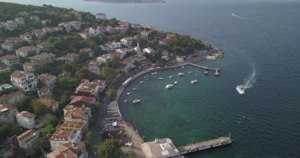 Luchtfoto Van Burgazada Kleinste Van Prince Eilanden Burgaz Ada Istanbul — Stockvideo