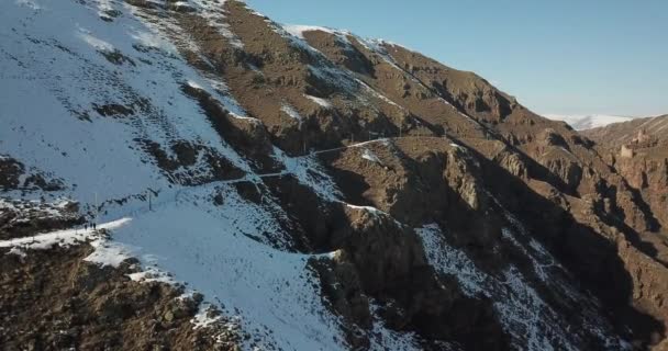 Luchtfoto Van Lake Cildir Ardahan Tijdens Winter Sneeuw — Stockvideo