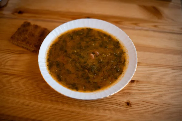 黒キャベツ スープ別名カラ Lahana Corbasi トルコの伝統的なスープ — ストック写真