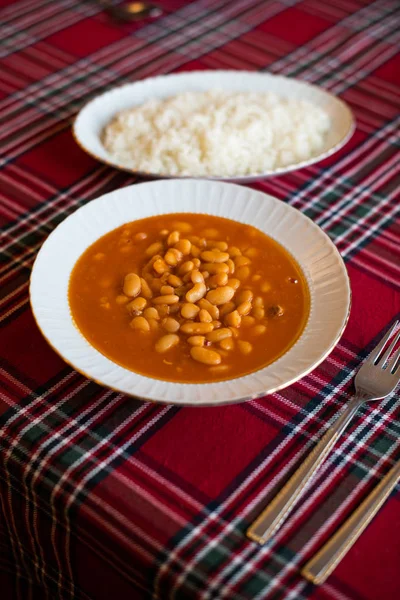 Kuru Fasulye Pilav Feijão Branco Assado Comida Turca Tradicional — Fotografia de Stock