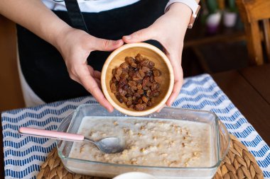 iş yerinde, pişmiş yulaf ezmesi muz, yaban mersini, wal yapma Şef