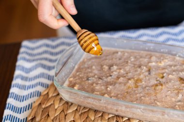 iş yerinde, pişmiş yulaf ezmesi muz, yaban mersini, wal yapma Şef