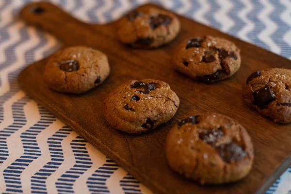 Paleo chocolate chunk tahini cookie. salty cookie. — Stock Photo, Image